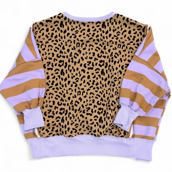 BiBi Leopard and Striped Print Top in Lavender Medium - Picture 4 of 7